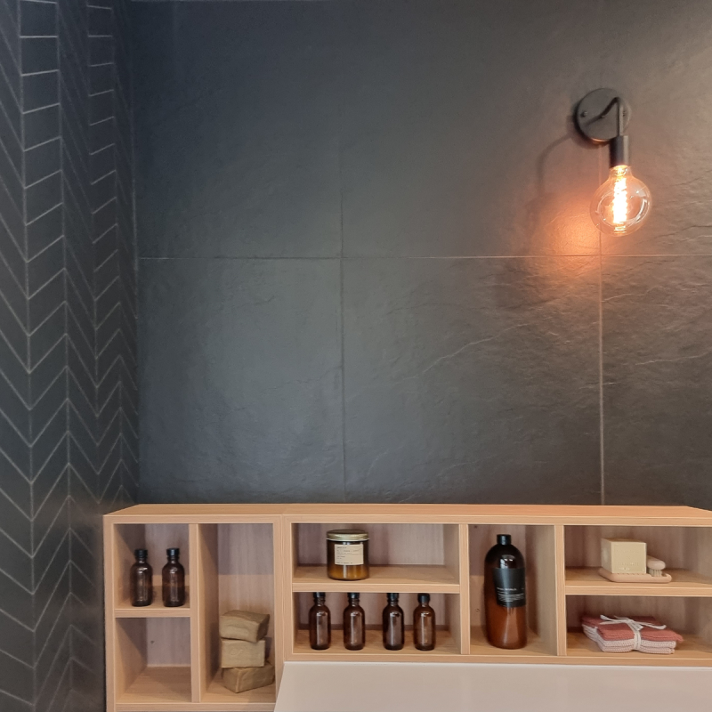 Vantablack Slate Chevron Mosaic / Slate
